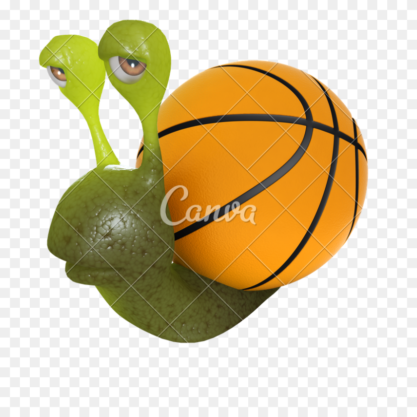 800x800 Funny Cartoon Snail With A Basketball - Snail PNG