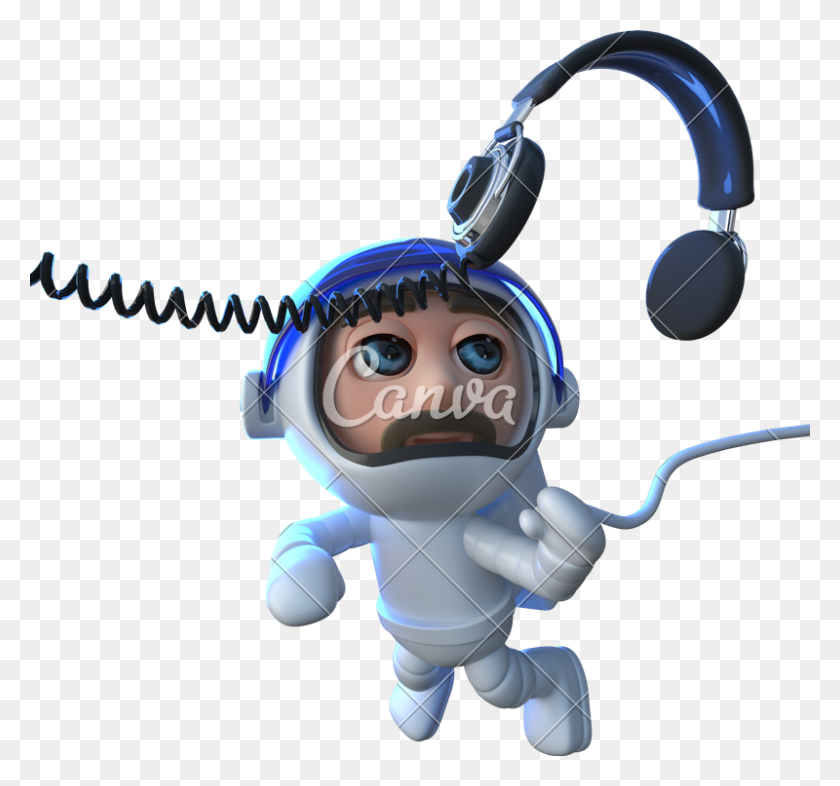 800x745 Funny Cartoon Spaceman Astronaut Chasing A Pair Of Headphones - Spaceman PNG