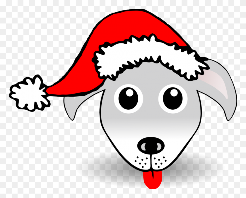 900x710 Cara De Perro Divertido De Dibujos Animados Gris Con Sombrero De Santa Claus Png Grande - Sombrero Divertido Png