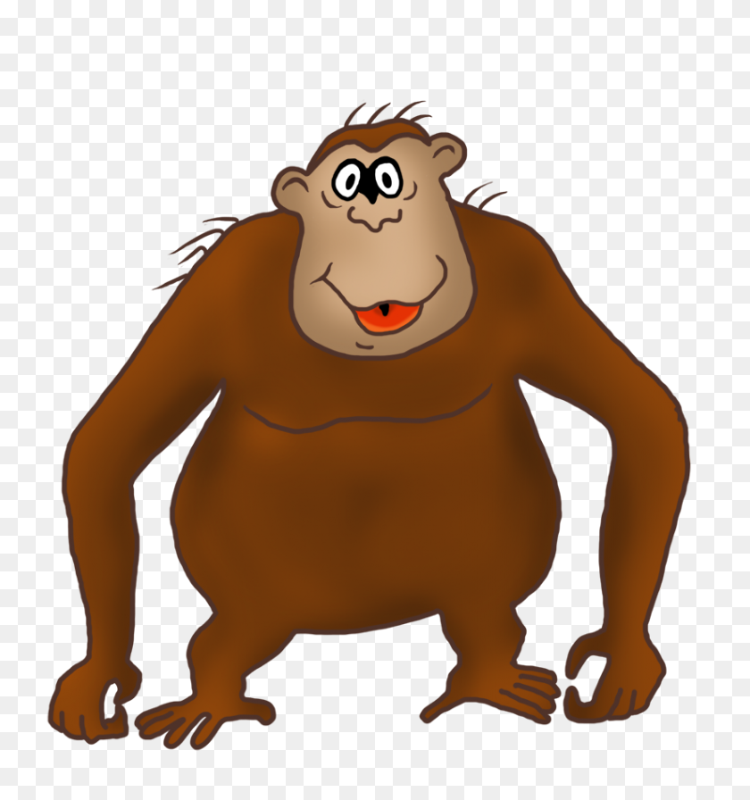 826x886 Funny Monkey Drawings - Gorilla Clipart PNG