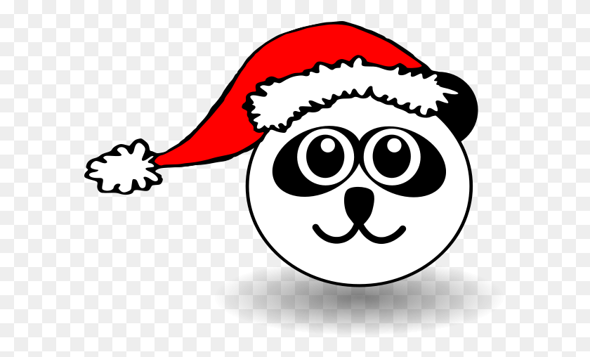 600x448 Funny Panda Face Black And White With Santa Claus Hat Png Clip - Funny Hat PNG