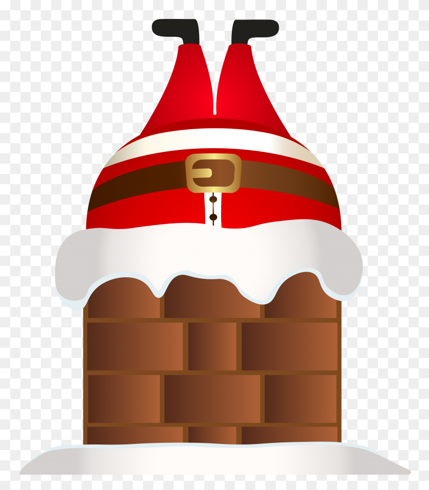 5207x6000 Funny Santa In Chimney Png Clip - Funny Santa Clipart