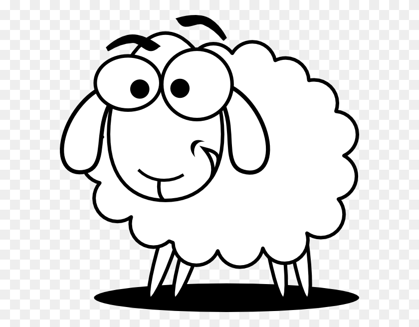 600x595 Funny Sheep Outline Clip Art - Funny Black And White Clipart