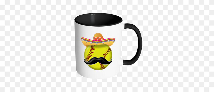 300x300 Funny Softball Mustache Mexican Sport - Mexican Fiesta PNG