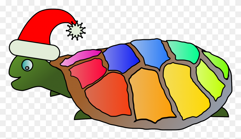 2400x1309 Смешная Черепаха С Иконами Шляпы Санта-Клауса Png - Шляпа Санта-Клауса Png