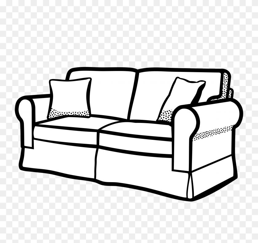 2400x2250 Furniture Clipart Sofa - Home Clipart Black And White