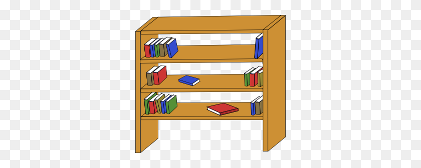 300x276 Furniture Library Shelves Books Clip Art - Bookcase Clipart