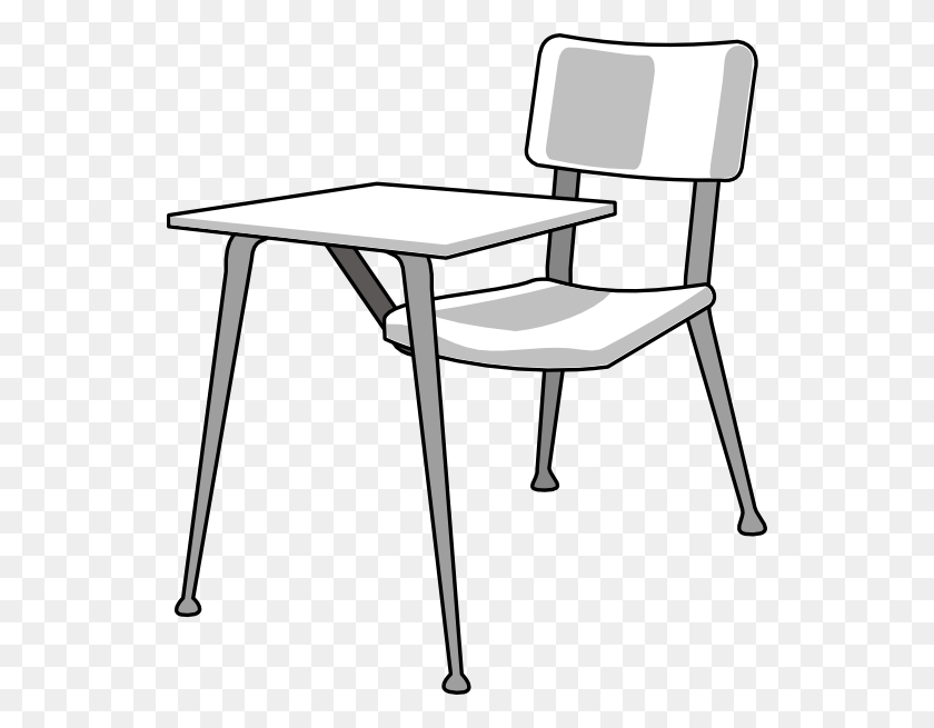 540x595 Furniture School Desk Clip Art Free Vector - School Supplies Clipart Black And White