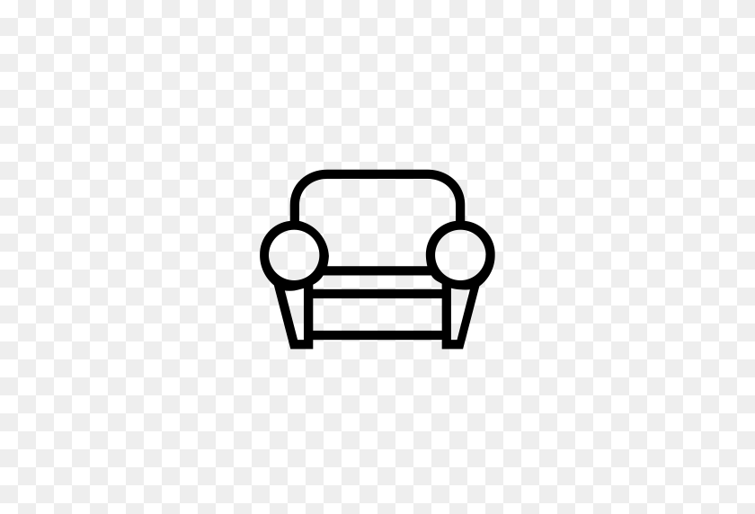 512x512 Furniture, Sofa, Armchair, Livingroom, Comfortable, Furniture - Living Room Clipart Black And White