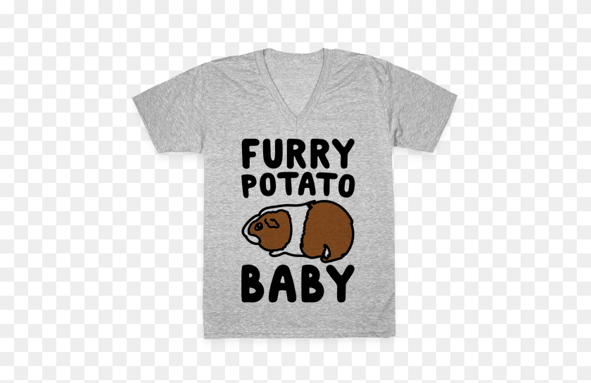 484x484 Furry Potato Bebé Conejillo De Indias Parodia Con Cuello En V Camiseta Lookhuman - Conejillo De Indias Png