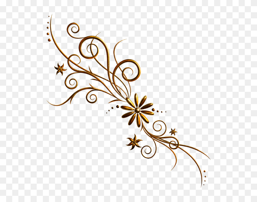 582x600 Gallery - Gold Flowers PNG