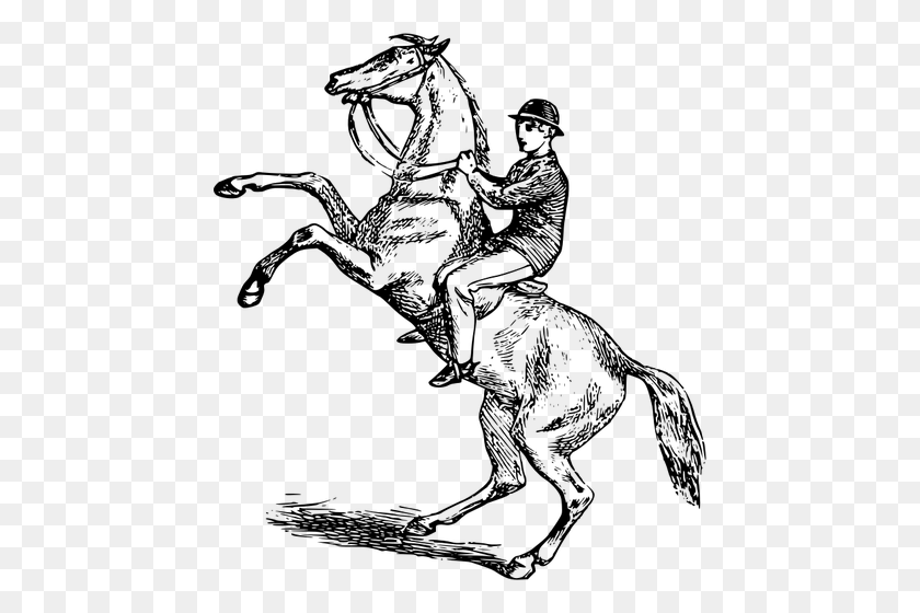 450x500 Скачущая Лошадь Контур Векторного Клипарта - Ездить На Лошади Клипарт
