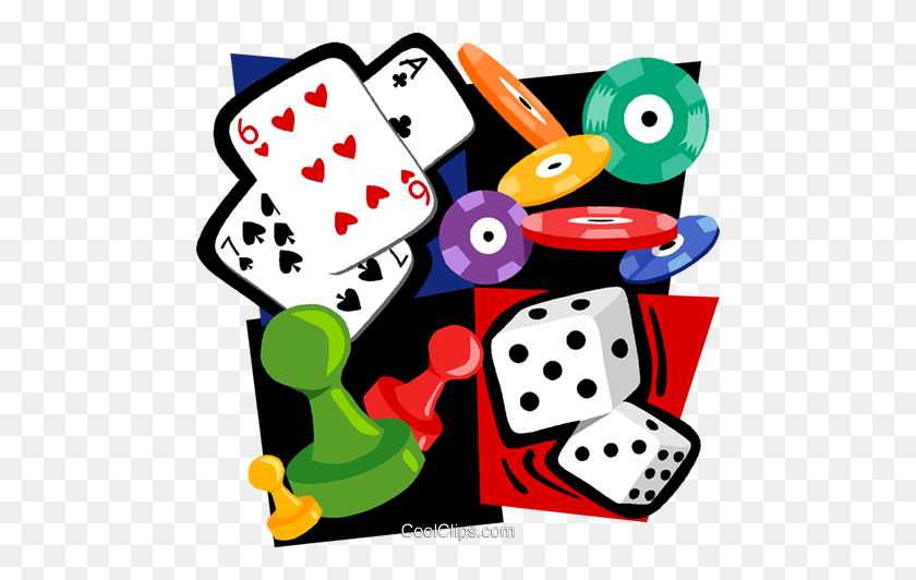 480x472 Gambling Motif, Cards, Poker Chips, Dice Royalty Free Vector Clip - Gambling Clipart
