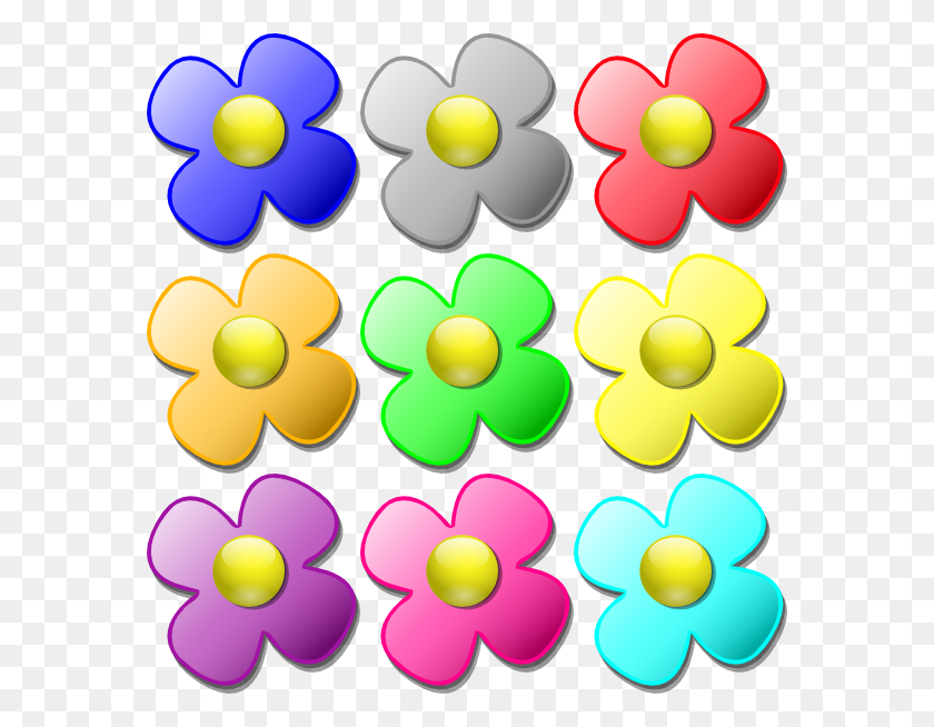 576x594 Game Marbles Flowers Clip Art - Small Flowers Clipart