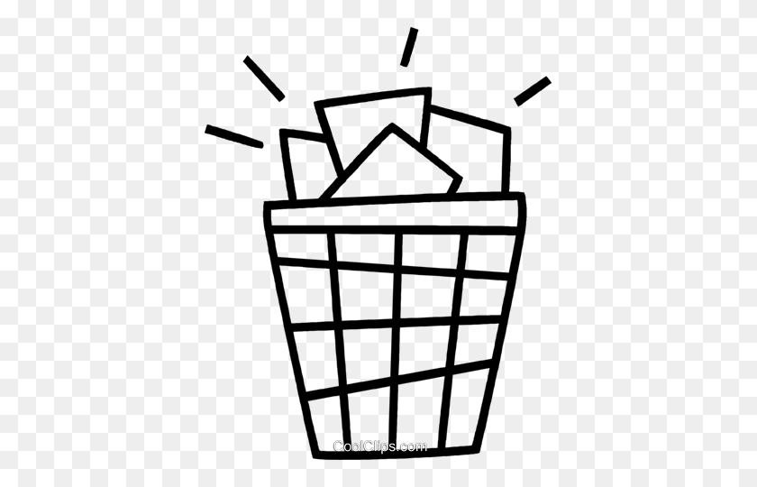 385x480 Garbage Can Royalty Free Vector Clip Art Illustration - Trash Can Clipart Black And White