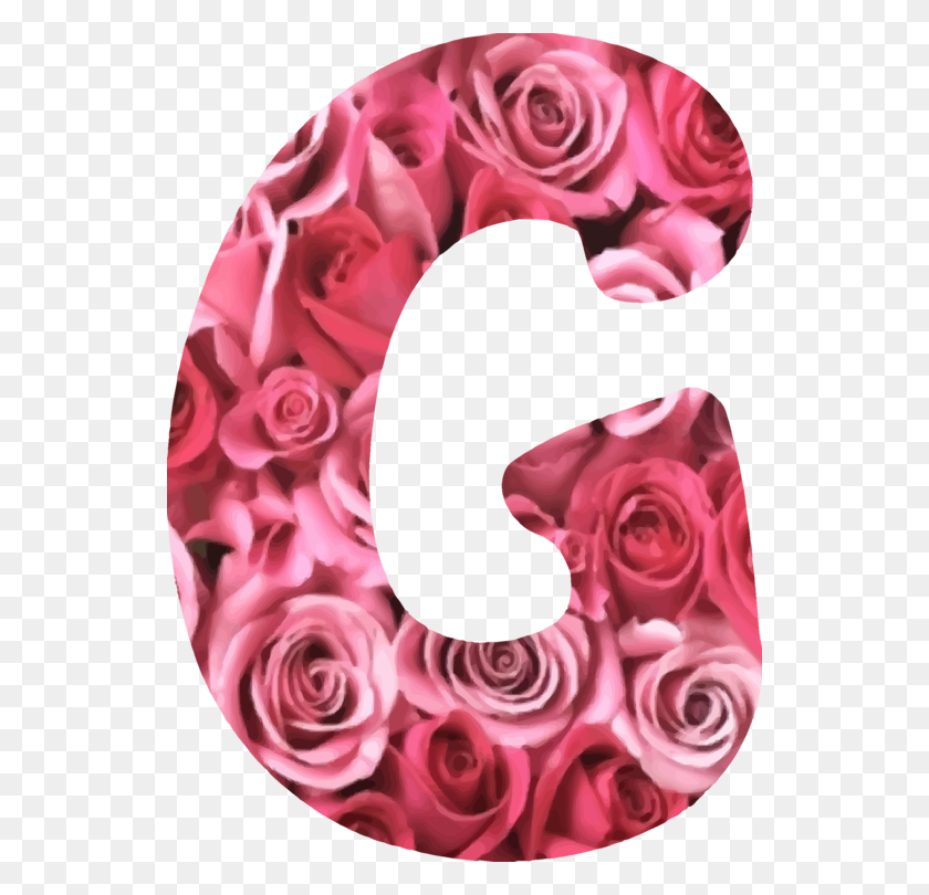 538x750 Garden Roses Flower Letter Alphabet - Rose Clipart