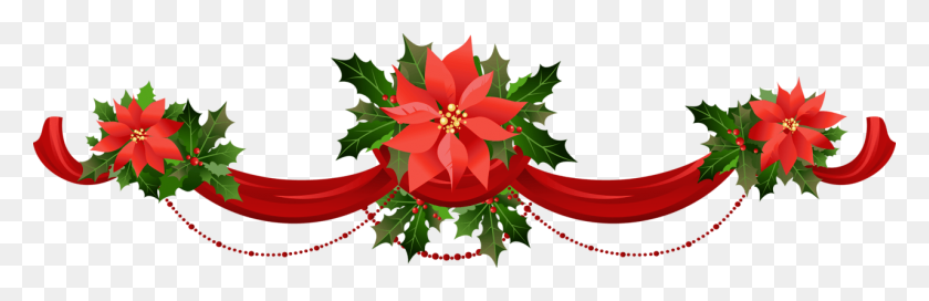 1280x348 Garland Cliparts - Christmas Flower Clipart