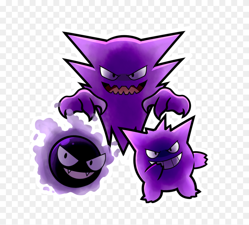 698x701 Gastly And Evolutions - Gastly PNG
