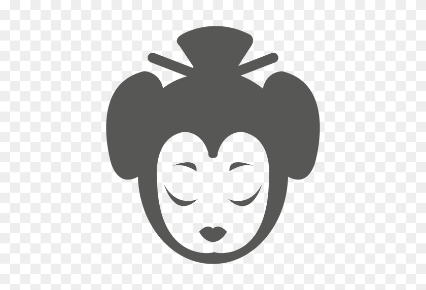 512x512 Geisha Face Icon Silhouette - Face Silhouette PNG