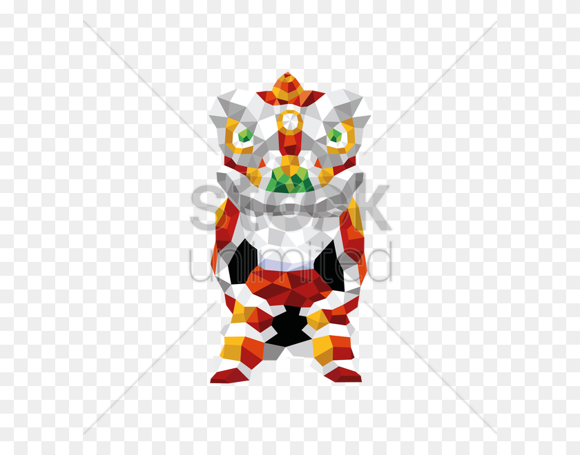 600x600 Geometric Chinese Lion Dance Vector Image - Lion Vector PNG