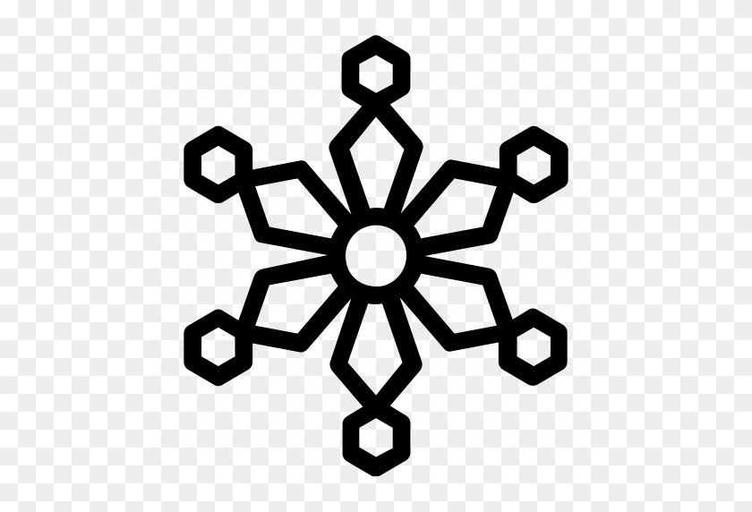 512x512 Geometric Snowflake, Hexagon Snowflake, Snowflake, Snowflake - Snowflake Black And White Clipart