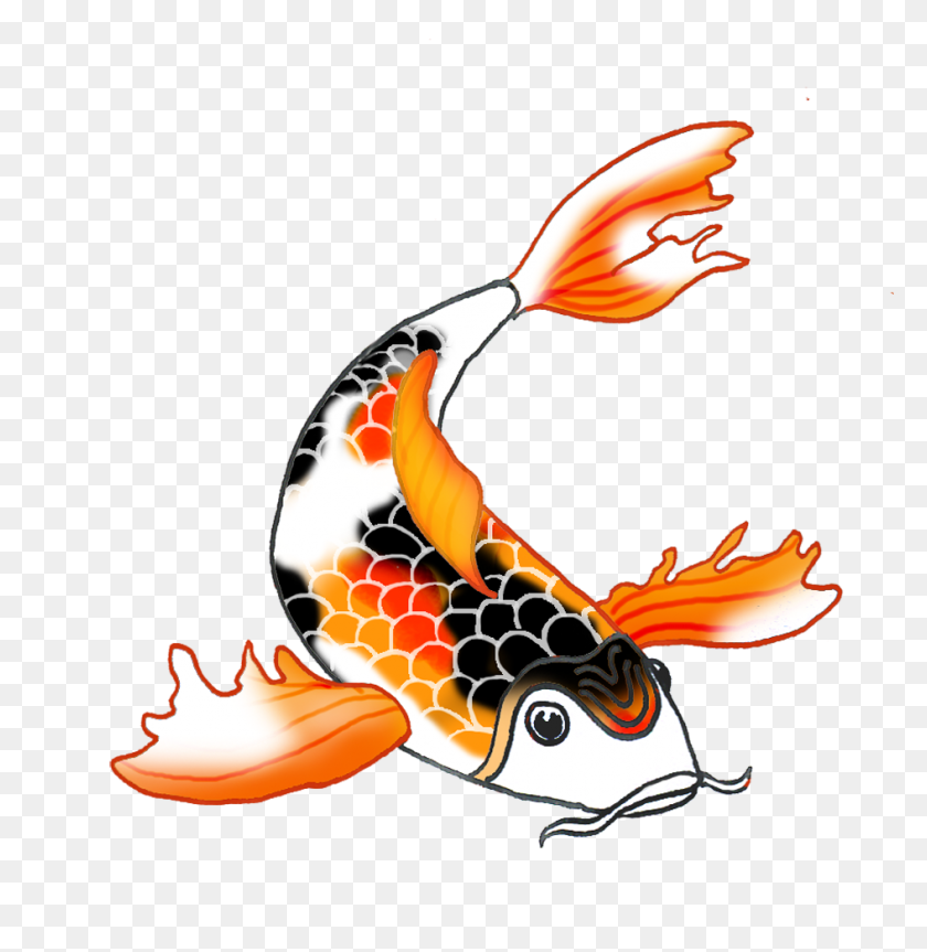 945x973 Геометрический Рисунок Рыбы Кои Для Бесплатного Скачивания На Ya Webdesign - Силуэт Рыбы Клипарт