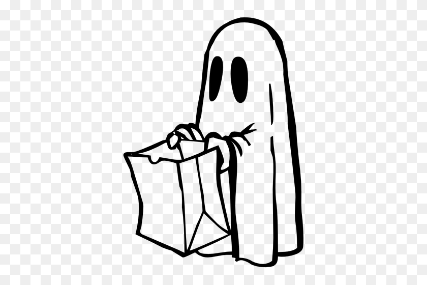 364x500 Ghost With A Paper Bag Vector Image - Paper Bag Clipart