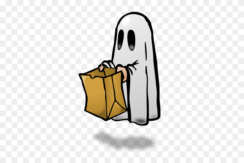 353x500 Ghost With A Paper Bag With Shadow Vector Image - Brown Paper Bag Clipart