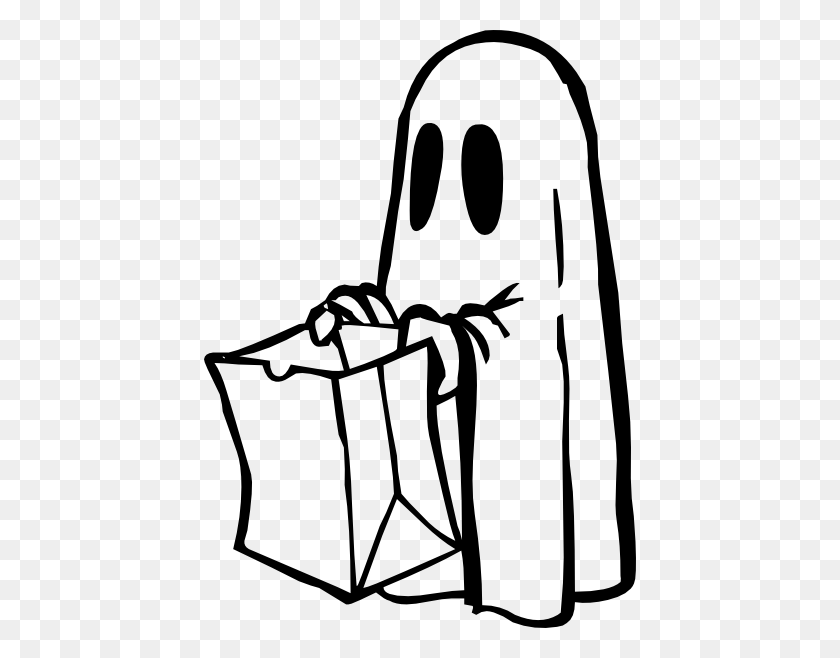 432x598 Ghost With Bag Black And White Clip Art - Cartoon Clipart Black And White
