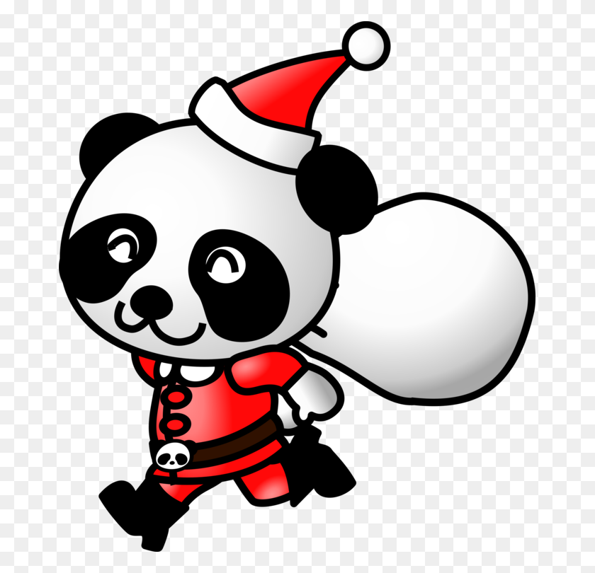 673x750 Giant Panda Santa Claus Clip Art Christmas Christmas Day Bear Free - Santa Suit Clipart