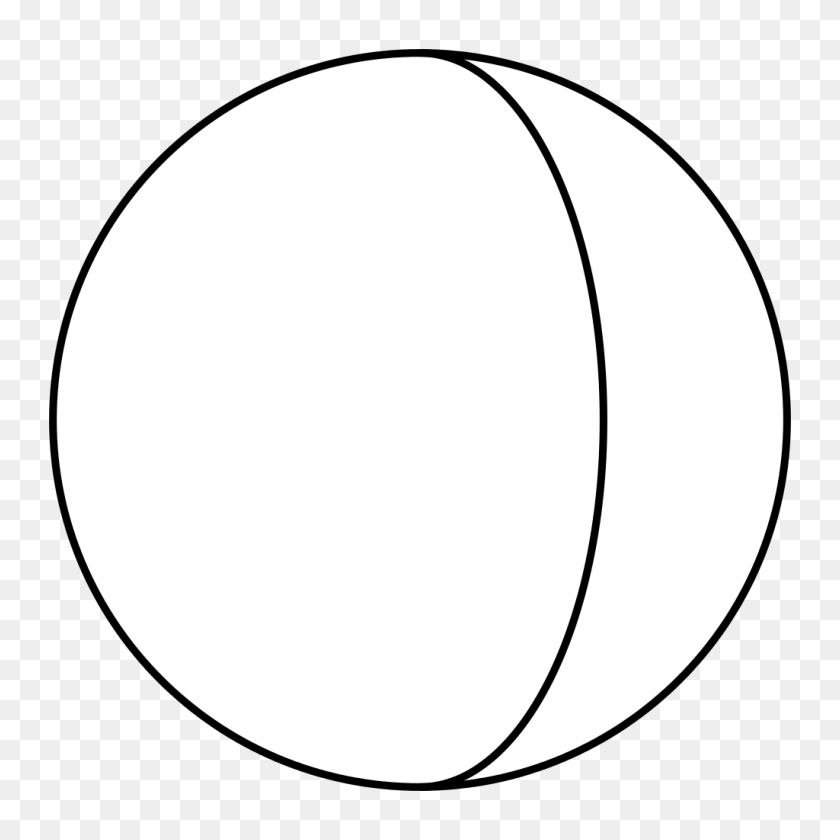 1024x1024 Gibbous Crescent Half Ellipse In Circle Outlined - Half Circle PNG