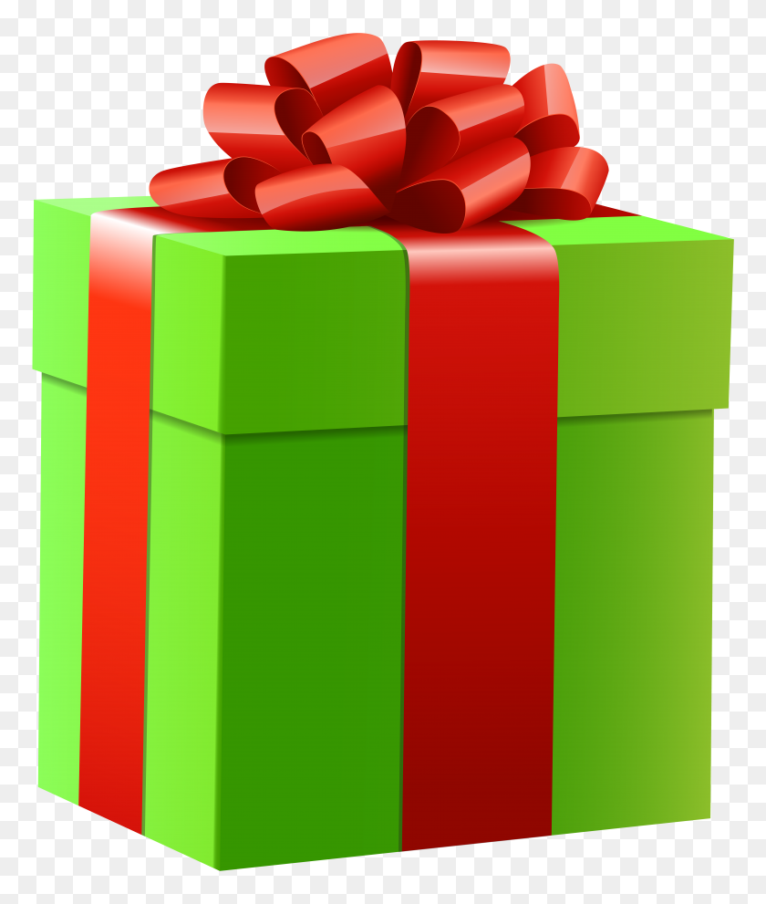 6696x8000 Подарочная Коробка Зеленый Png Картинки - Подарочный Клипарт Png