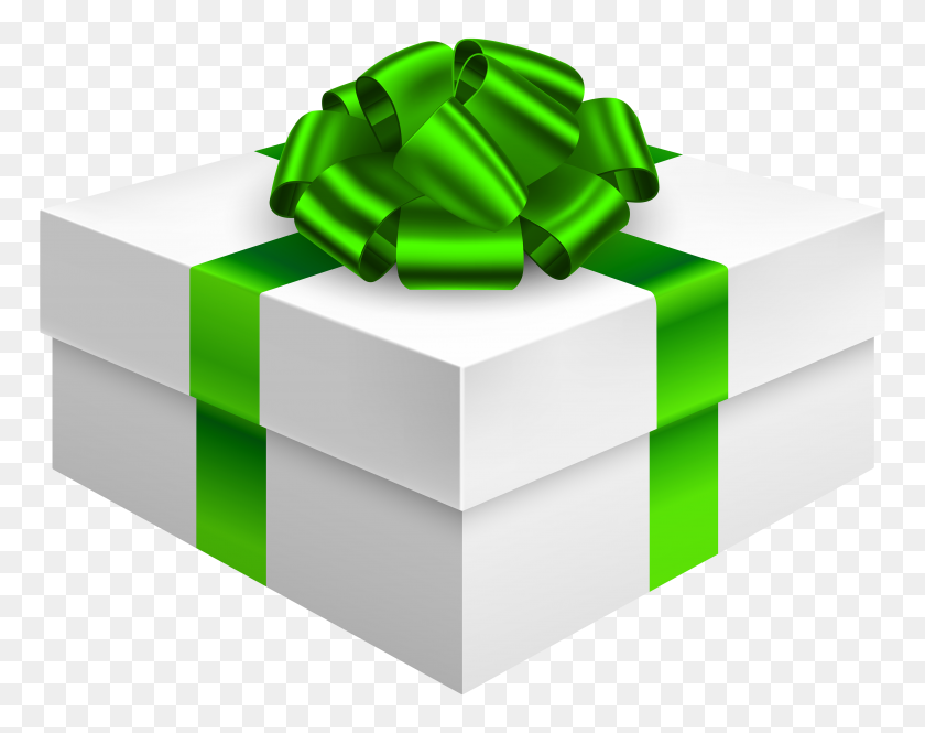 4000x3107 Gift Box With Bow In Green Png Clipart - Underneath Clipart