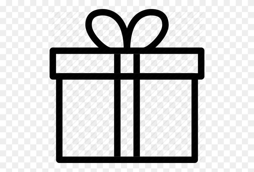 512x512 Esquema De Imágenes Prediseñadas De Regalo - Clipart De Caja De Regalo En Blanco Y Negro