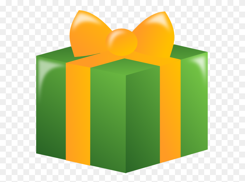 600x564 Подарок С Зеленой Упаковкой И Золотой Лентой Png Клипарт Для Интернета - Золотая Лента Png