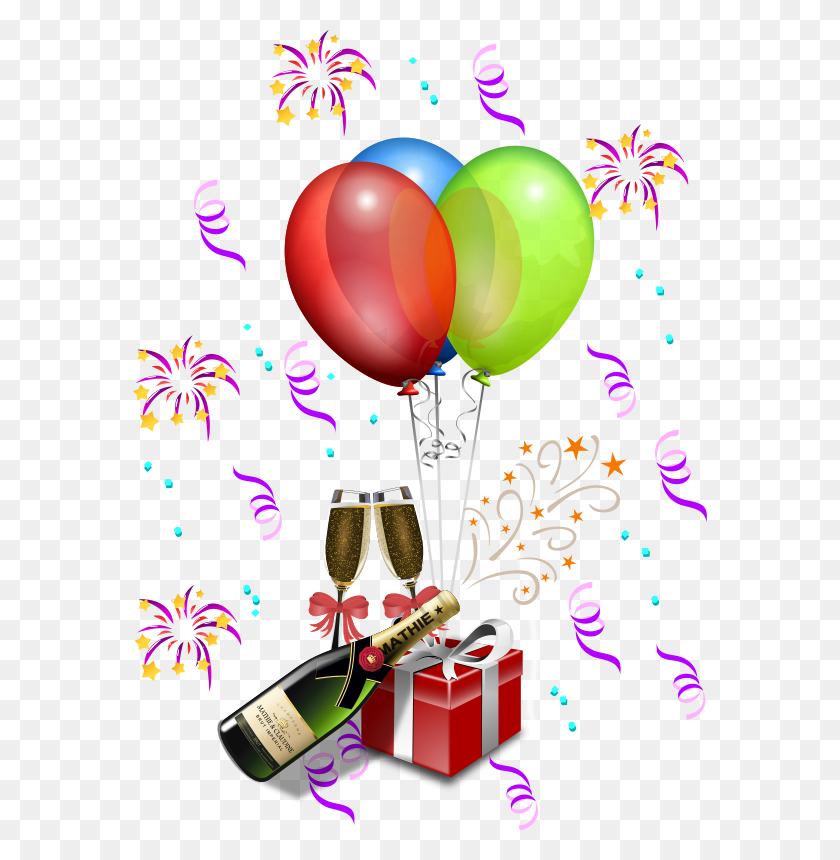 574x800 Gifts Balloons Clipart - Happy 40th Birthday Clipart