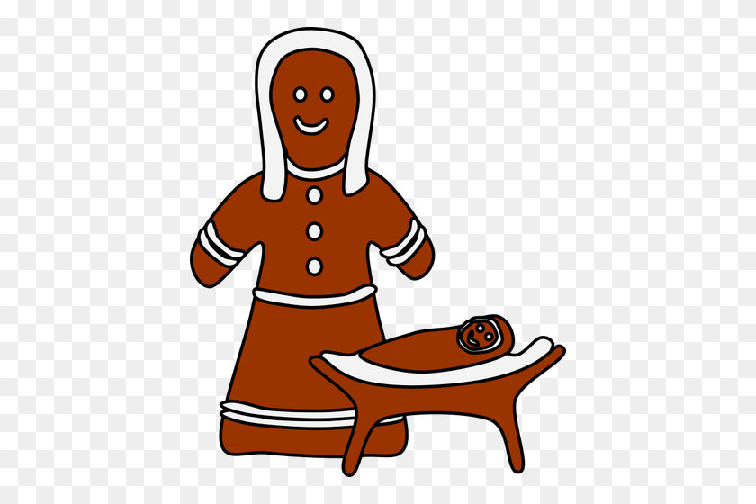 418x500 Gingerbread Jesus And Mary - Jesus And Disciples Clipart