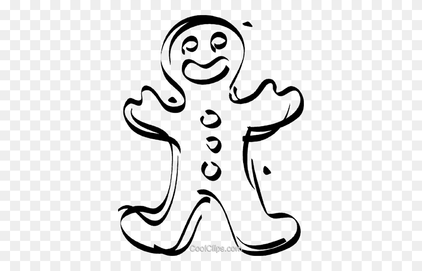 370x480 Gingerbread Man Royalty Free Vector Clip Art Illustration - Gingerbread Man Clipart Black And White
