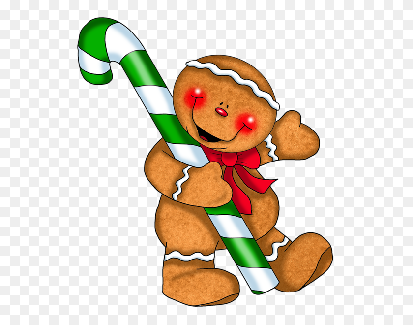 538x600 Gingerbread Ornament With Candy Cane Png Gallery - Cane Clipart