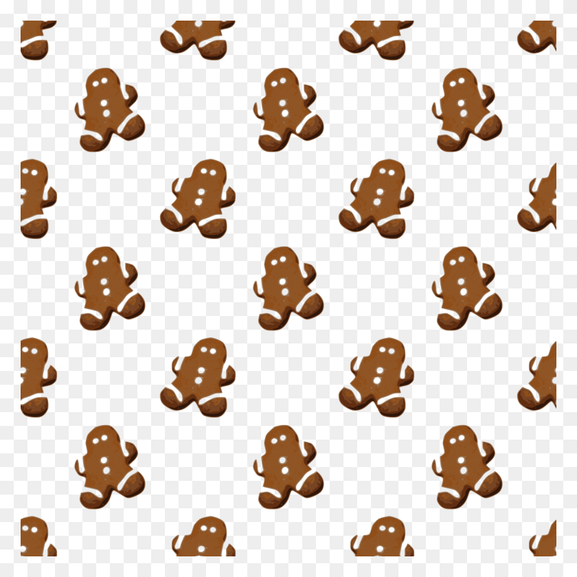 2400x2400 Gingerbread Seamless Pattern Icons Png - Gingerbread PNG