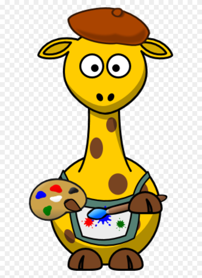 600x1091 Giraffe As A Painter Artist Vector Clip Art Image - Makeup Artist Clipart