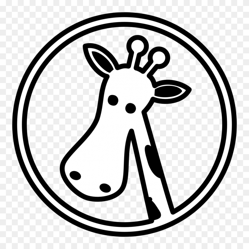 1024x1024 Giraffe Head Clipart Black And White Line Art Christmas Xmas - Unicorn Head Clipart