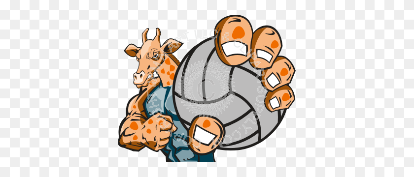 361x300 Giraffe Holding Volleyball - Volleyball Images Clip Art