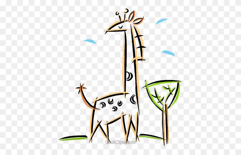 431x480 Giraffe Standing Over A Tree Royalty Free Vector Clip Art - Giraffe Clip Art Free