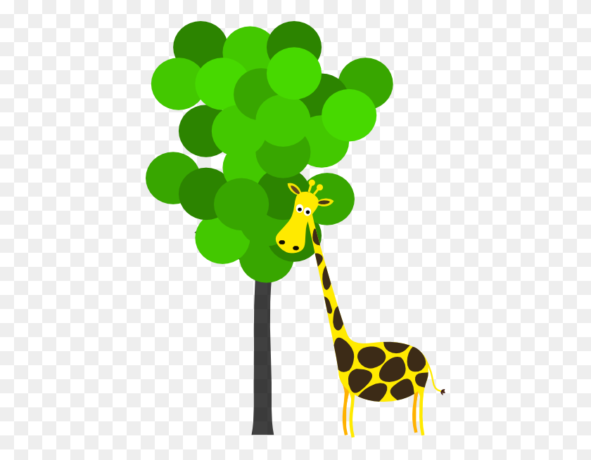 426x595 Giraffe With Tree Clip Art - Tree Cartoon PNG