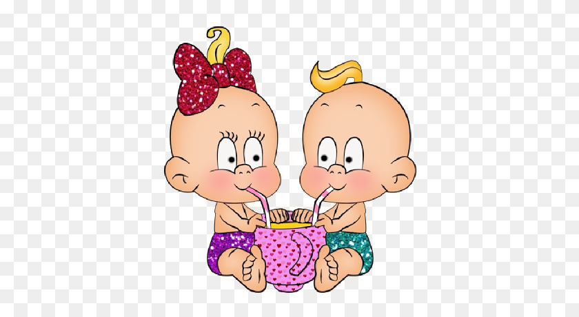 400x400 Girl And Boy - Twin Baby Clipart