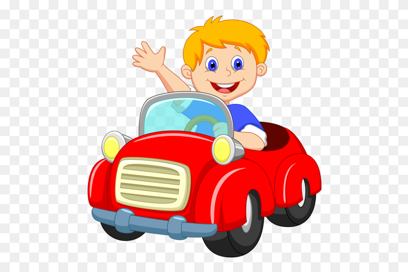 484x500 Девушка И Мальчик За Рулем Автомобиля Мультяшный Картинки - Водить Клипарт