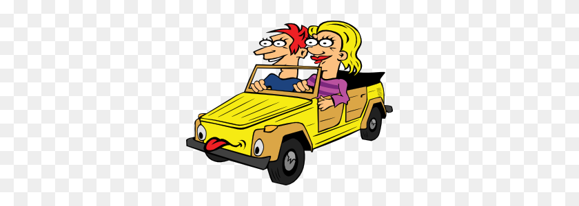300x240 Girl And Boy Driving Car Cartoon Clip Art Free Vector - Family In Car Clipart