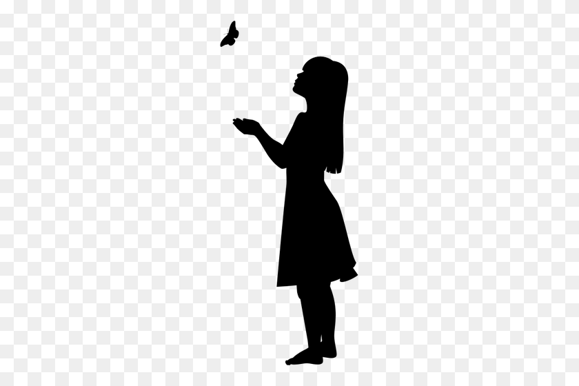 201x500 Girl And Butterfly Silhouette - Butterfly Silhouette Clip Art