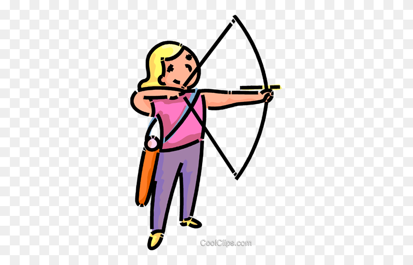 309x480 Girl Archer Royalty Free Vector Clip Art Illustration - Archery Clipart